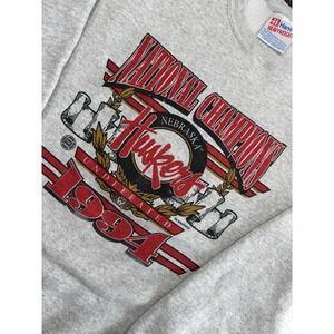 VTG Nebraska Huskers 1994 National Champs Crewneck Sweatshirt L Gray